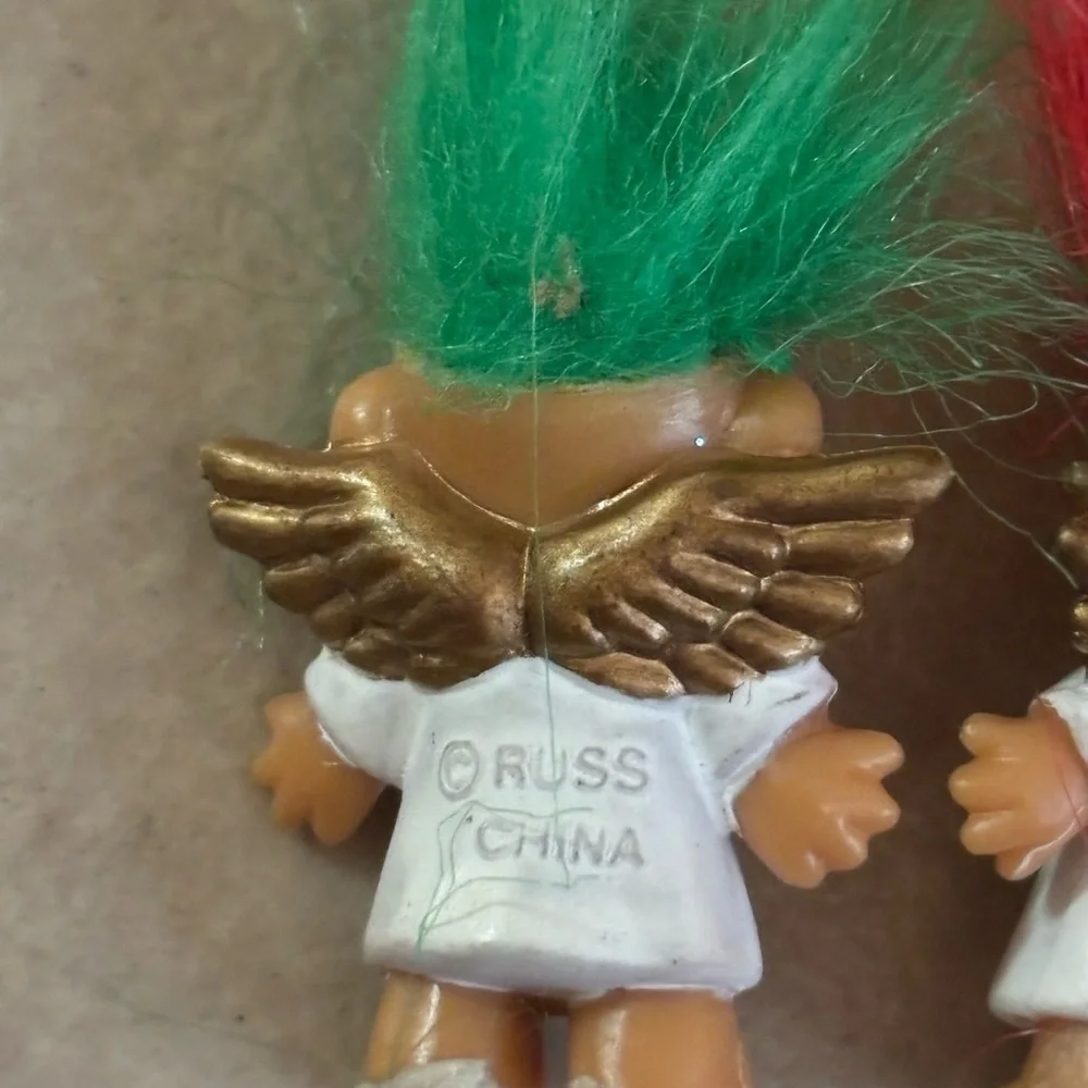 Vintage Russ Berrie Miniature Christmas Angel Santa Trolls